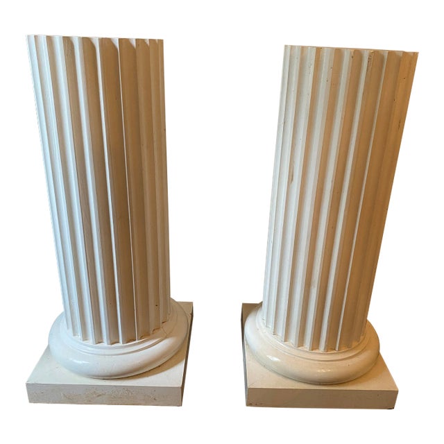 Pair of Fluted Neoclassical Style Painted Pedestals For Sale