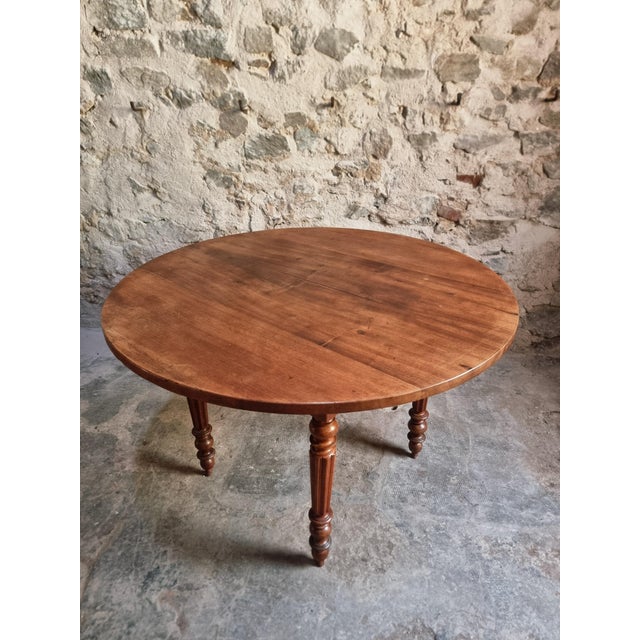 Brown Antique French Round Walnut Dining Table, 1890s For Sale - Image 8 of 18