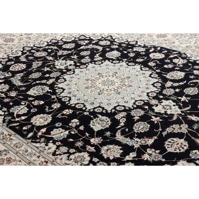 Blue Nain Rug with Floral Pattern For Sale - Image 8 of 11