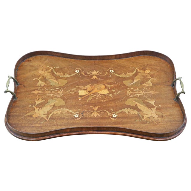 Antique Fine Quality Inlaid Mahogany Serving Tray – c.1900 Full of authentic charm and character, this rare decorative...