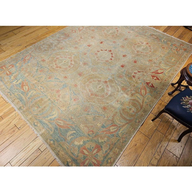 Early 20th Century Vintage Turkish Oushak Rug, Hand-Knotted Wool, Allover Floral Design, 9' x 12' For Sale - Image 5 of 18