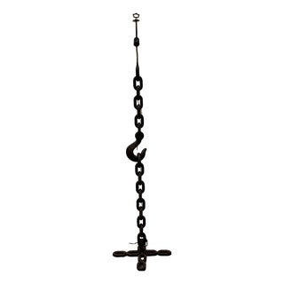 Brutalist Cast Iron & Marine Chain Links Floor Lamp, France, 1960s For Sale