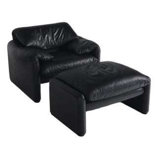 Vico Magistretti “Maralunga” Armchair + Ottoman For Sale
