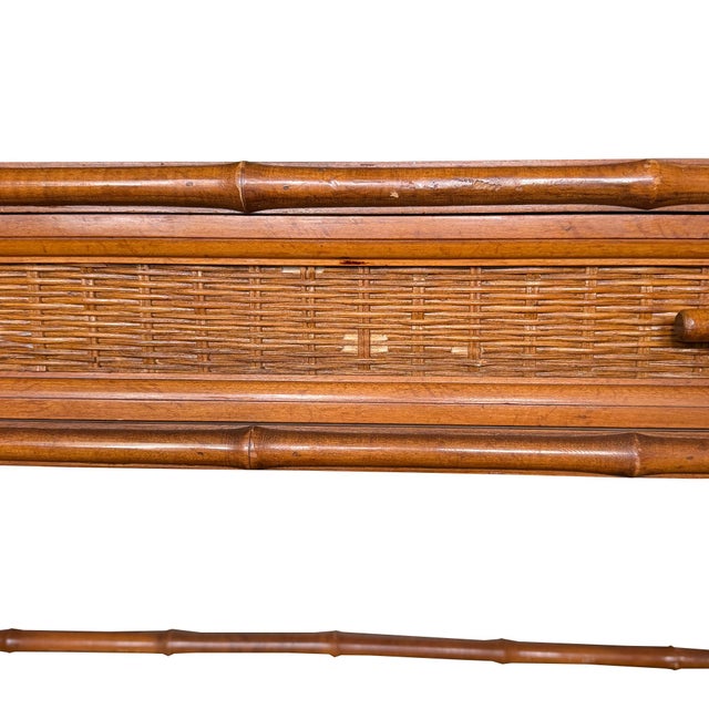 Brown American of Martinsville Faux Bamboo & Cane Writing Desk Console Table MCM For Sale - Image 8 of 11