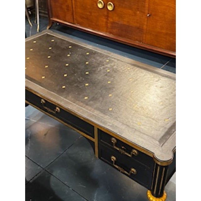 Vintage Louis XVI Style Black and Gold Writing Desk For Sale - Image 11 of 11
