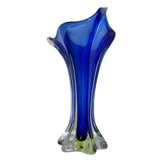 Submerged Blown Blue Murano Glass Vase from Made Murano Glass, 1960s For Sale
