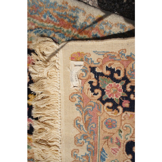 Vintage French Aubusson Hand Knotted Beige & Blue Wool Area Rug 5' X 8.5' For Sale - Image 11 of 12