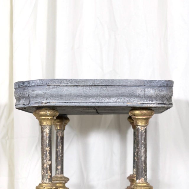 Wood Large Bespoke French Industrial Artist's Shelf or Étagère With 19th Century Giltwood Fragments For Sale - Image 7 of 16
