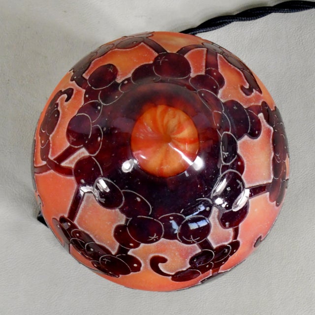 1920s French Art Deco Night Lamp by Schneider Le Verre Francais - Cameo Glass 1925 France For Sale - Image 5 of 15