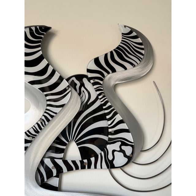 Black Large 1980s Shlomi Haziza Postmodern Abstract Zebra Wall Art Sculpture For Sale - Image 8 of 13