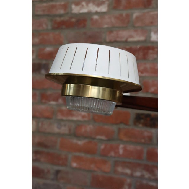 White Mid-Century American Modern Walnut and Brass Chandelier Pendant by Imperialites For Sale - Image 8 of 18