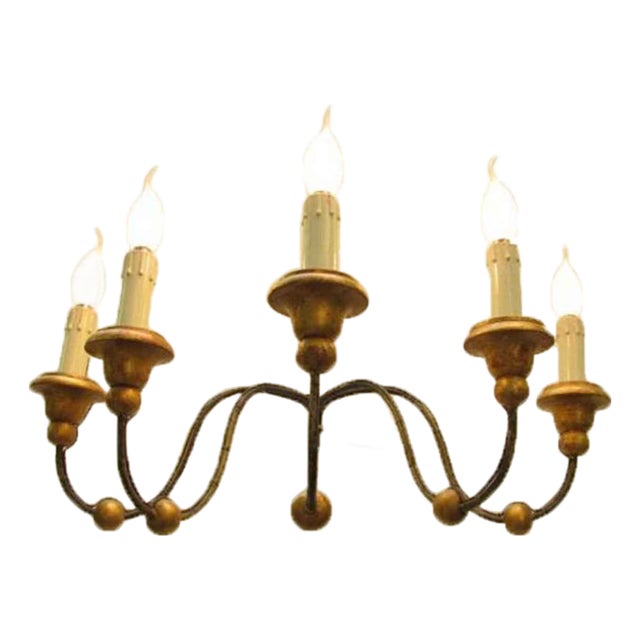 Antique Iron 5-Light Wall Lamp For Sale