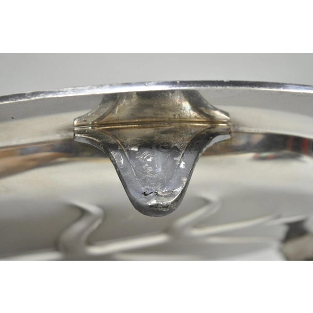 Metal Vintage Crescent Regency Style Silver Plated Oval Cutlery Serving Platter Tray For Sale - Image 7 of 12
