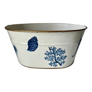 Hand-Painted Sea Shell Tole Planter For Sale