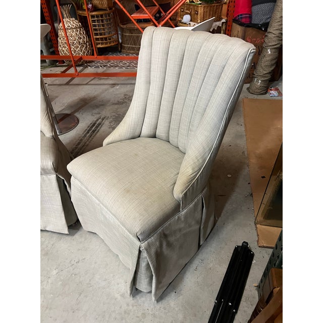 Wood 1970s Pair of Gray Upholstered Side Chairs For Sale - Image 7 of 7