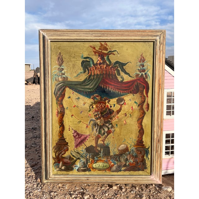 18th-Century Style Chinoiserie Commedia Dell'Arte Oil Painting in the Manner of Andien De Clermont Early 20th Century For Sale - Image 9 of 15
