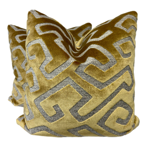 Jim Thompson "Mali Velvet" in Topaz 22" Pillows-a Pair