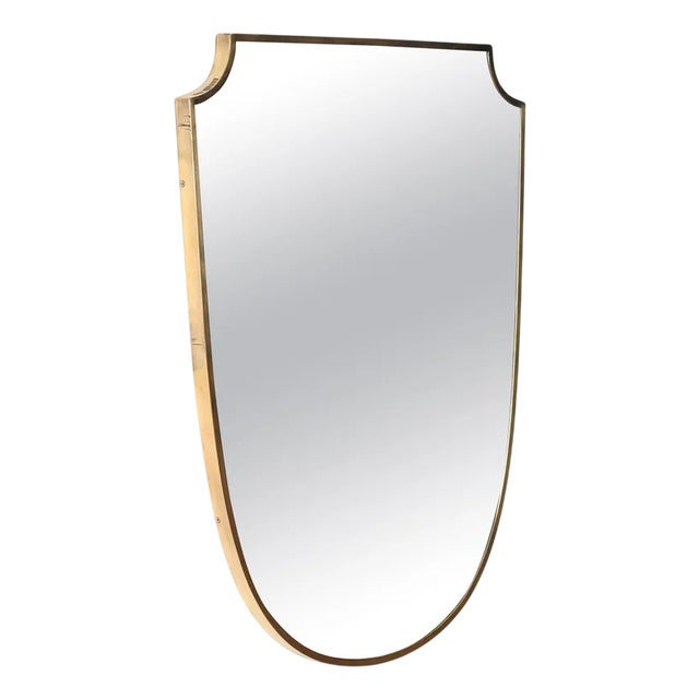 Large Italian Brass Shield-Shaped Mirror by Gio Ponti, 1950s For Sale