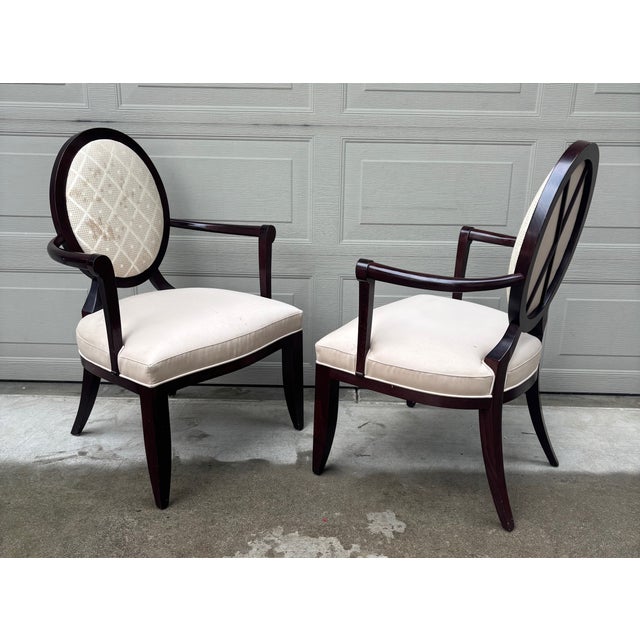 2000 - 2009 8 Barbara Barry Baker Klismos X Oval Dining Side Captains Chairs Neoclassical For Sale - Image 5 of 14