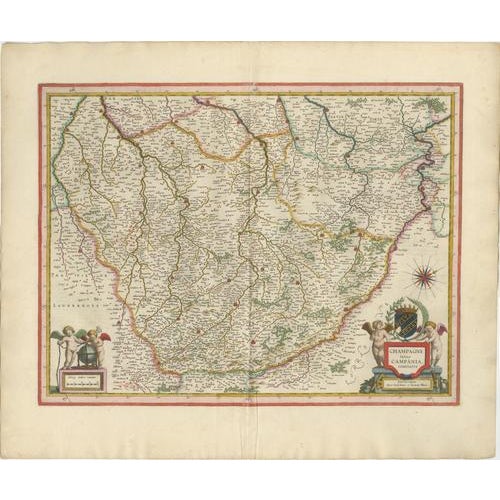 Antique Map of Champagne in France from Blaeu, 1642 For Sale - Image 11 of 11