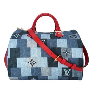 Louis Vuitton Limited Edition Denim Patchwork Bandoulière Speedy Damier 30, 2019. For Sale