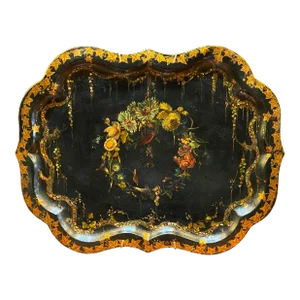 19th Century Floral Tole Tray - Extra Large