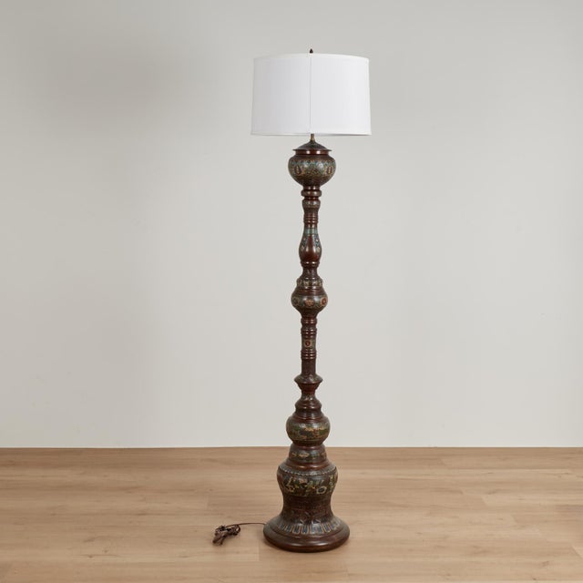Bronze Antique Bronze Champleve Floor Lamp For Sale - Image 8 of 9
