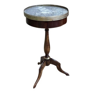 Mahogany Side Table with Marble Top, 1950s For Sale