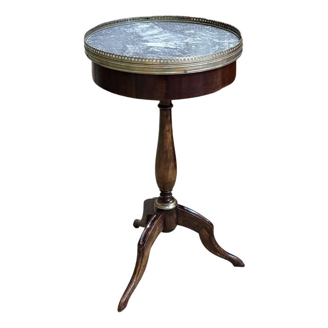 Mahogany Side Table with Marble Top, 1950s For Sale