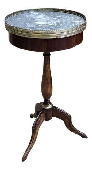 Mahogany Side Table with Marble Top, 1950s