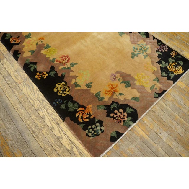 Textile 1920s Beige Floral Antique Chinese Art Deco Rug 4' X 6'8'' by Nichols Workshop Knotted Pile Wool Carpet For Sale - Image 7 of 9