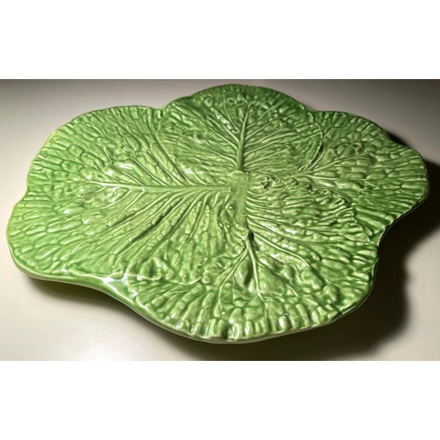This fabulous, very rare, large handmade studio pottery Green cabbage leaf platter was created by Barbara Eigen in her...