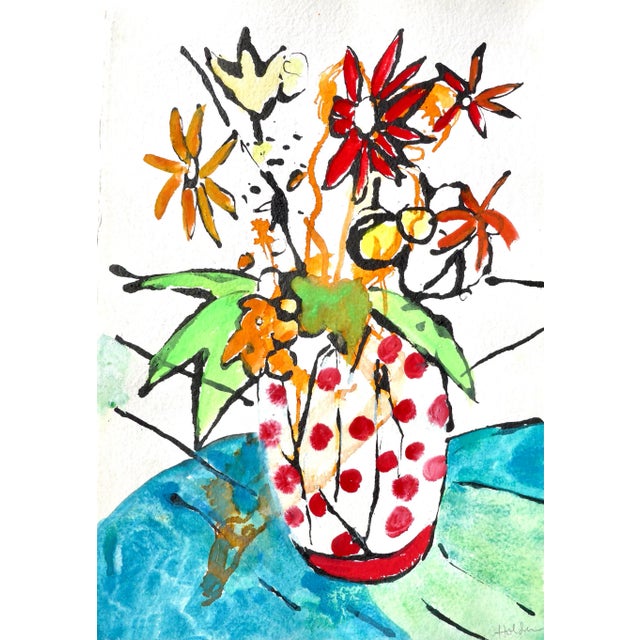 "Wildflowers" Contemporary Abstract Floral Still Life Mixed-Media Painting For Sale