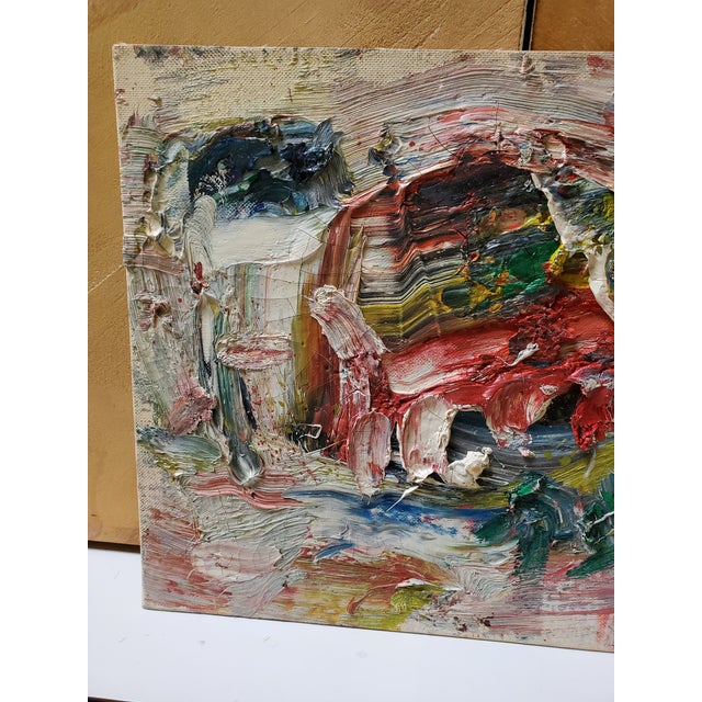 Vintage Mid Century Modern Signed Abstract Painting For Sale - Image 4 of 6