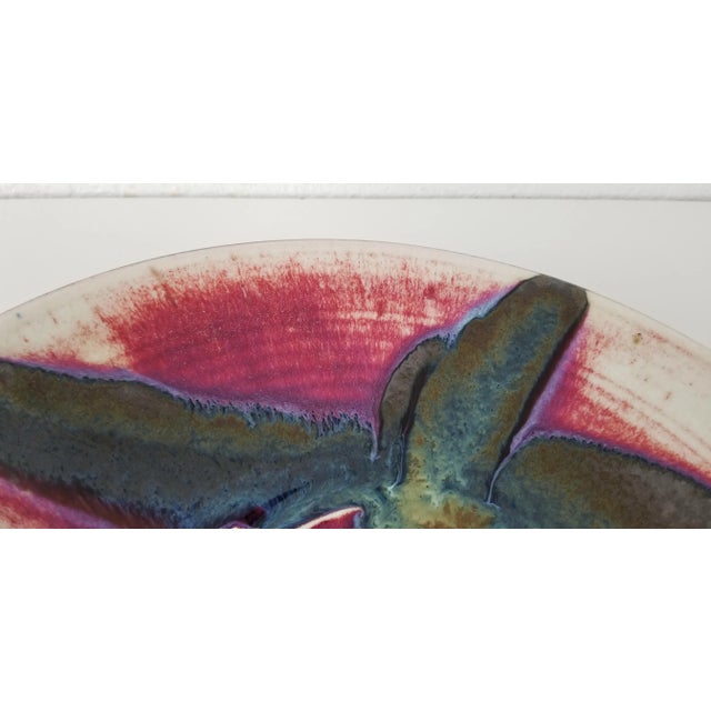 Mid-Century Modern 1997 Vintage Colorful Pottery Wall Art/Table Bowl, Signed For Sale - Image 3 of 8