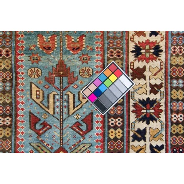 1880s Antique Shirvan Geometric Blue Hand Knotted Wool Pile Runner Rug - 3’9” x 9’4” For Sale In Los Angeles - Image 6 of 10
