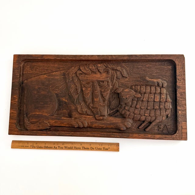 MCM Evelyn Ackerman “Peace” Bas-Relief Wood Panel For Sale - Image 9 of 11