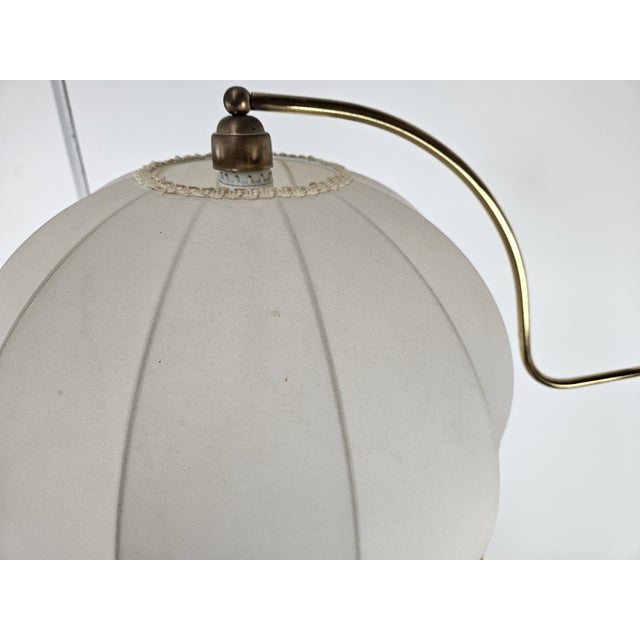 1970s Golden Metal Reading Floor Lamp with Adjustable Arm and Fabric Lampshade, 1970 For Sale - Image 5 of 18