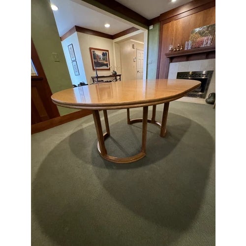 Beige Vintage McGuire Blonde Round Dining or Game Table With Two Leaves For Sale - Image 8 of 12