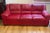 Animal Skin Vintage Natuzzi Red Leather Sofa Threeseat For Sale - Image 7 of 8