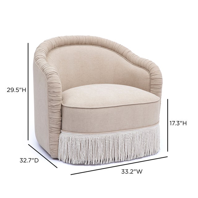 Pamela Tan Chenille Tassel Lounge Chair For Sale In Los Angeles - Image 6 of 7