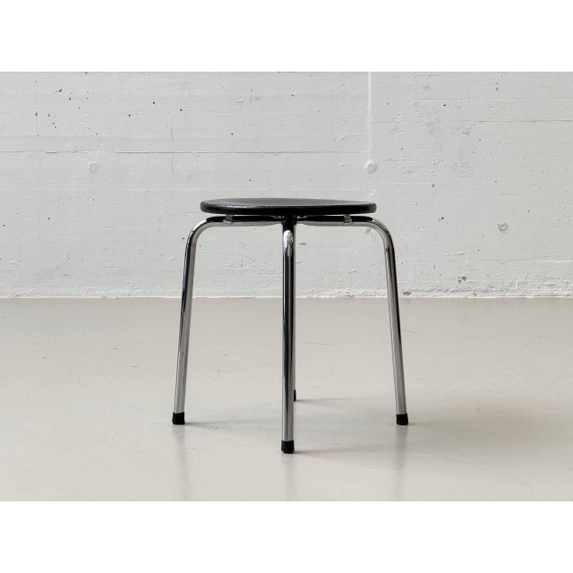 Stool with Chrome Frame and Wooden Seat by Zingg-Lamprecht, 1970s For Sale - Image 10 of 16