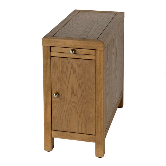 Nora 12 in. W Rectangular Wood 1 Door Narrow End Table with Pull-Out Tray, Light Natural For Sale - Image 10 of 10