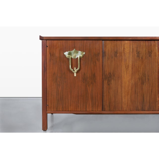 Vintage Walnut Tambour Door Credenza by Bert England for John Widdicomb For Sale - Image 11 of 15