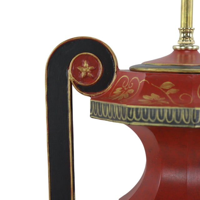 Metal A Pair of Vintage Ancient Egyptian Style Toler Table Lamps For Sale - Image 7 of 10