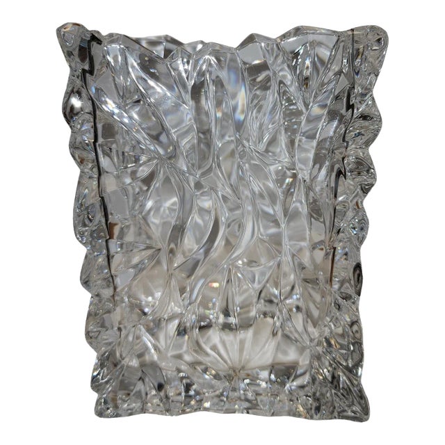 1970s Rosenthal Crystal Paper Bag Vase For Sale