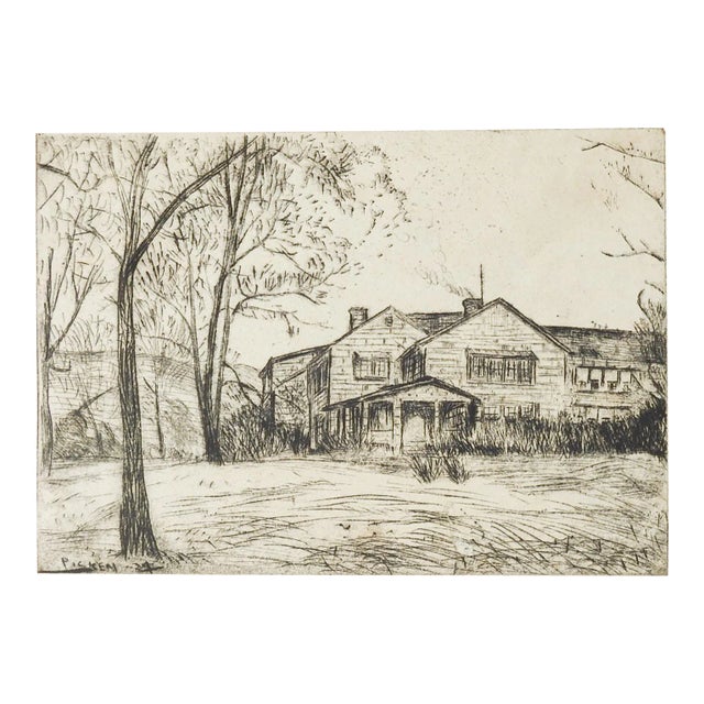 Vintage Farmhouse Etching For Sale