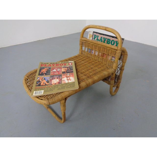 Mid-Century Modern Filigree Rattan Magazine Rack, Germany, 1960s For Sale - Image 3 of 18
