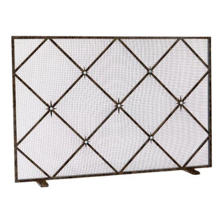 Gold Rubbed Black Celeste Fireplace Screen Iron For Sale