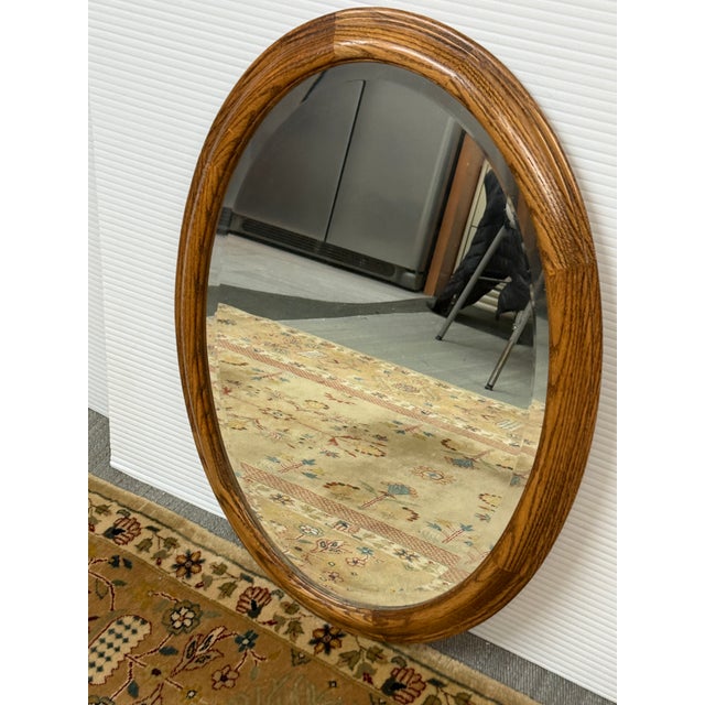 Oak Wood Framed Wall Mirror, Late 20th Century For Sale In San Francisco - Image 6 of 12